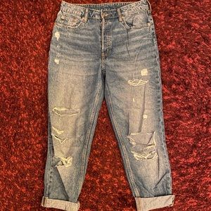 H&M High Waisted Ripped Mom Jeans